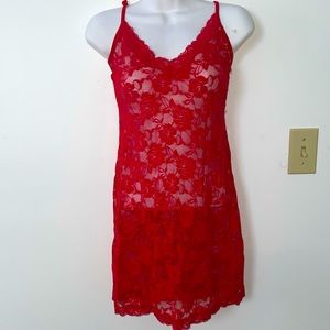 Red Rose Lace Lingerie Slip